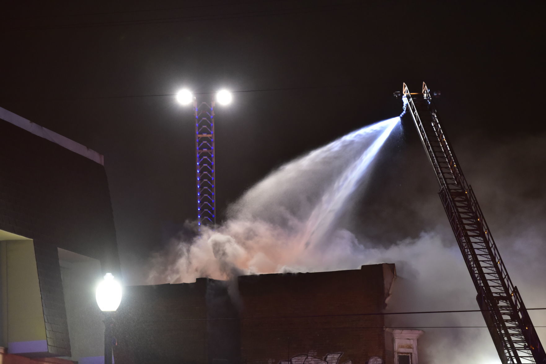 Crews battle fire at the Copper Penny